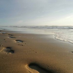Fußspuren im Sand am Meer